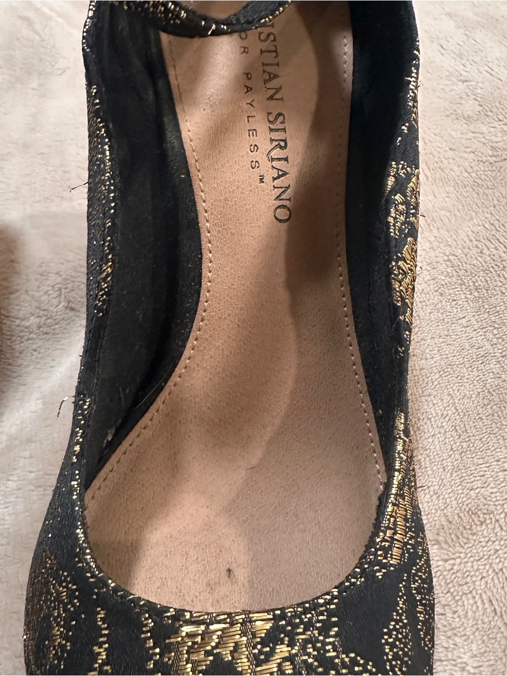 CHRISTIAN SIRIANO by Payless Pointy-Toe Jacquard Stilettos with Ankle Strap - Picture 7 of 9